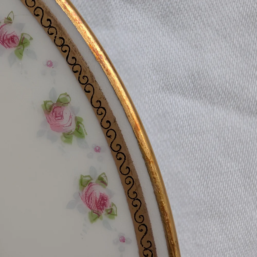 Limoges W.M. Guerin France Pink Floral Gold Detail Porcelain Plates Vintage - 4